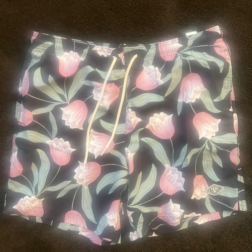 PacSun Floral Print Swim Trunks (Large)